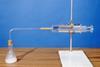 Photo of the equipment used to measure a chemical reaction rate using a gas syringe