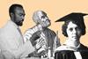 Portraits of three historical scientists from left: James Andrew Harris, Jabir ibn Hayyan, Alice Ball