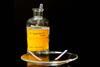 A photograph of a flask of hydrochloric acid
