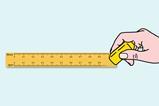A hand rubbing dm3 off of a ruler